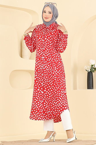 moda selvim Tunic 219NZRK1200 Red - Thumbnail