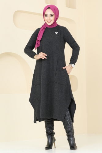 moda selvim Tunic 22025UKB139 Black - Thumbnail