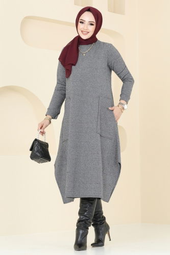 moda selvim Tunic 22025UKB139 Gray - Thumbnail