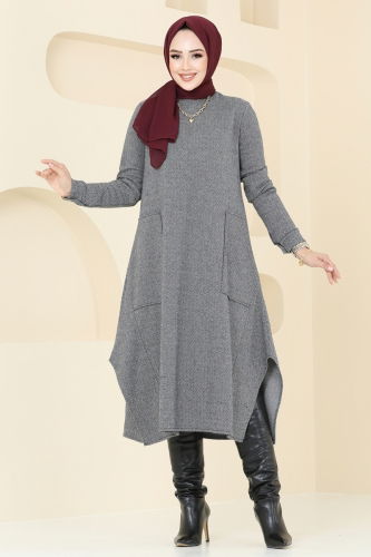 moda selvim Tunic 22025UKB139 Gray - Thumbnail