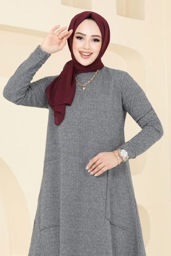 moda selvim Tunic 22025UKB139 Gray - Thumbnail