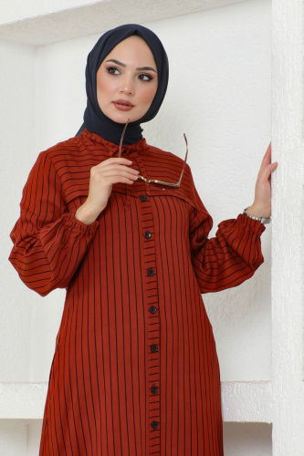 moda selvim Tunic 2203BLU797 Brick - Thumbnail