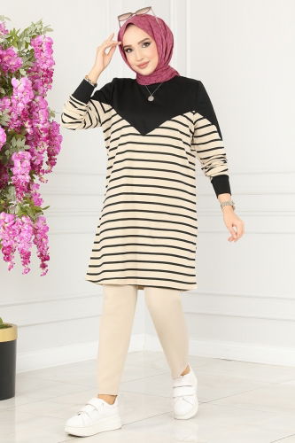 moda selvim TUNIC 220DVL817 Black Crocodile - Thumbnail