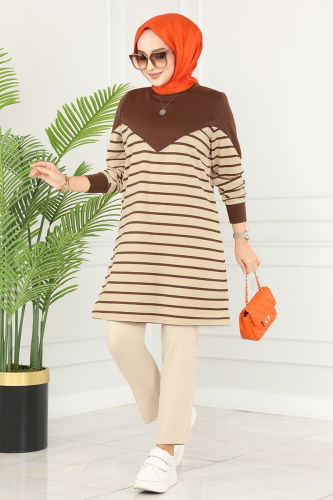 moda selvim Tunic 220DVL817 Brown - Thumbnail