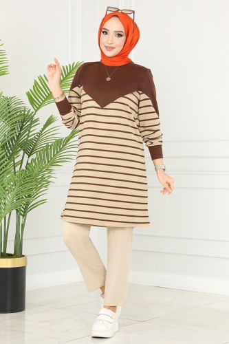 moda selvim Tunic 220DVL817 Brown - Thumbnail