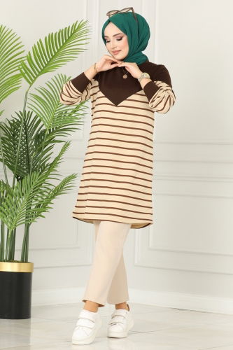 moda selvim TUNIC 220DVL817 Dark Coffee - Thumbnail