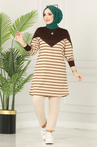 moda selvim TUNIC 220DVL817 Dark Coffee - Thumbnail