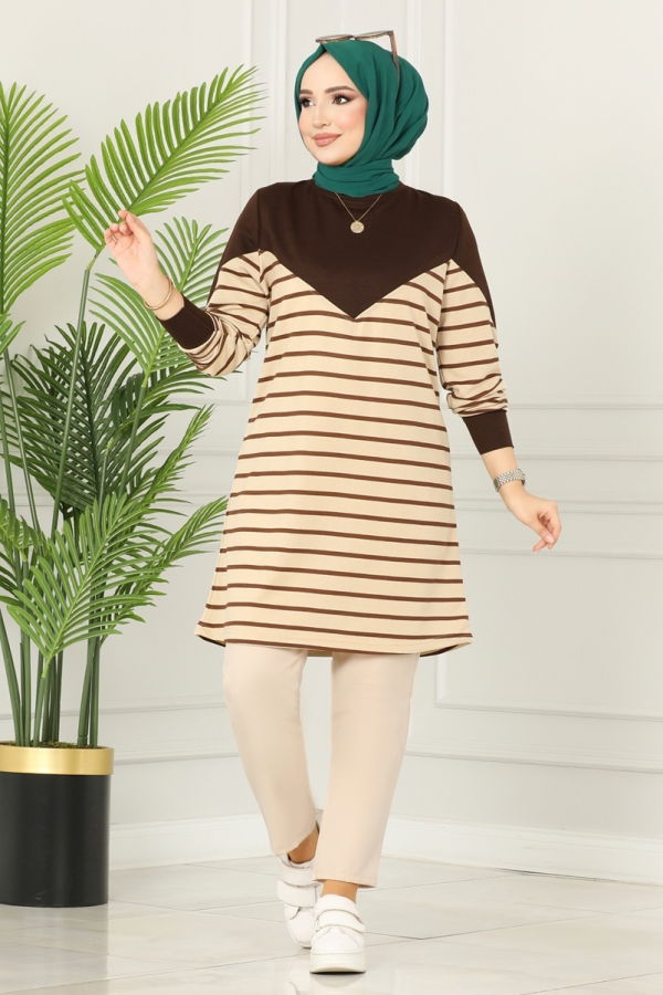 Modaselvim BIG SEASON DISCOUNT TUNIC 220DVL817 Dark Coffee