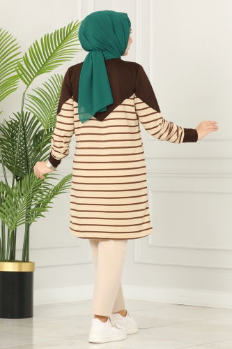 moda selvim TUNIC 220DVL817 Dark Coffee - Thumbnail