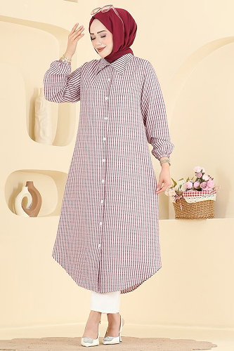 moda selvim Tunic 220NZRK1200 Burgundy - Thumbnail