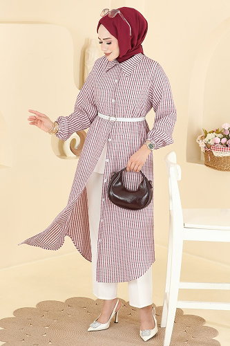 moda selvim بلوز خمري 220NZRK1200 - Thumbnail