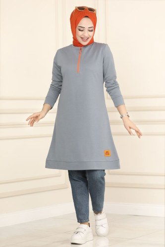 moda selvim Tunic 2222ASY563 Gray - Thumbnail
