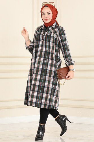 moda selvim Tunic 2270BLU797 Emerald&Navy - Thumbnail