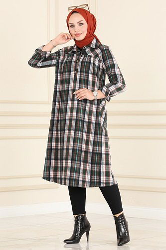 moda selvim Tunic 2270BLU797 Emerald&Navy - Thumbnail