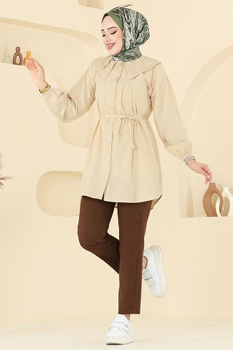 moda selvim Tunic 228ASN888 Beige - Thumbnail
