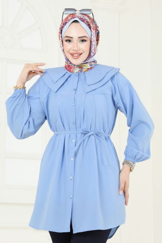 moda selvim Tunic 228ASN888 Blue - Thumbnail