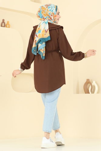 moda selvim بلوز بني 228ASN888 - Thumbnail