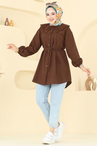 moda selvim بلوز بني 228ASN888 - Thumbnail