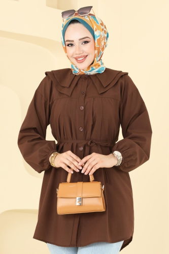 moda selvim بلوز بني 228ASN888 - Thumbnail
