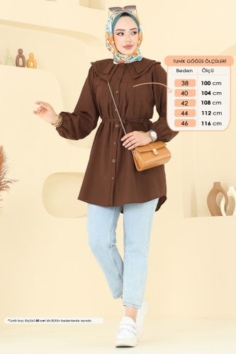 moda selvim بلوز بني 228ASN888 - Thumbnail