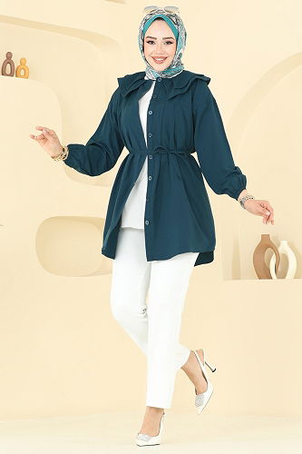 moda selvim بلوز بترولي 228ASN888 - Thumbnail