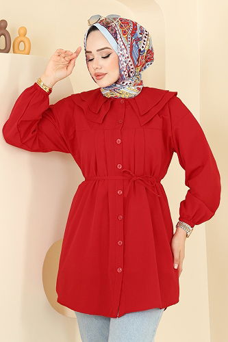 moda selvim بلوز احمر 228ASN888 - Thumbnail