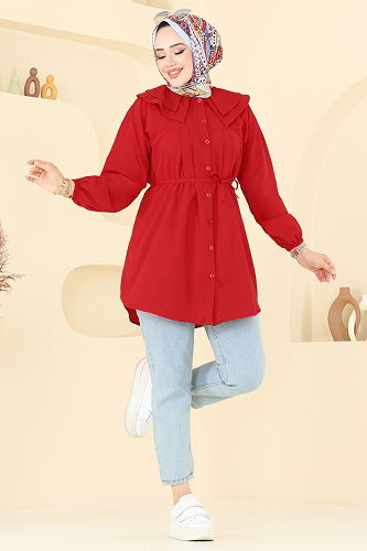 moda selvim بلوز احمر 228ASN888 - Thumbnail
