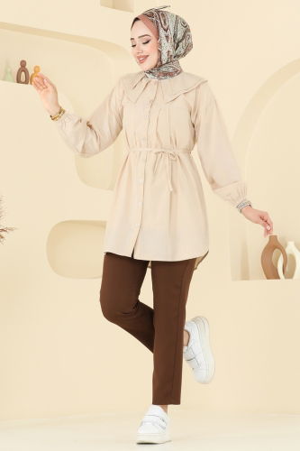 moda selvim Tunic 228ASN888 Stone - Thumbnail