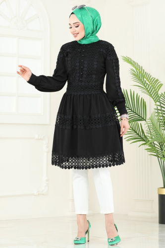 moda selvim Tunic 23176JNF844 Black - Thumbnail