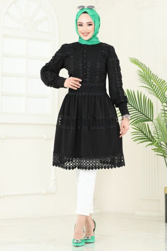 moda selvim Tunic 23176JNF844 Black - Thumbnail