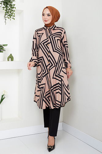 moda selvim Tunic 2354BGS895-M Vision&Black - Thumbnail