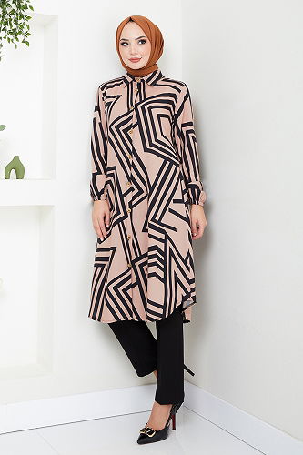 moda selvim Tunic 2354BGS895-M Vision&Black - Thumbnail