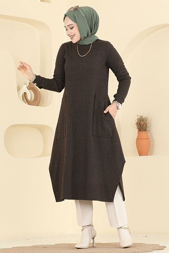 moda selvim بلوز بني 24009UKB139 - Thumbnail