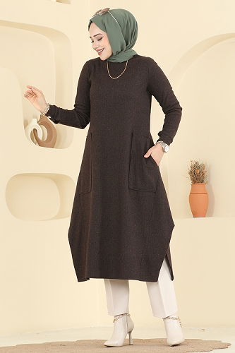 moda selvim بلوز بني 24009UKB139 - Thumbnail