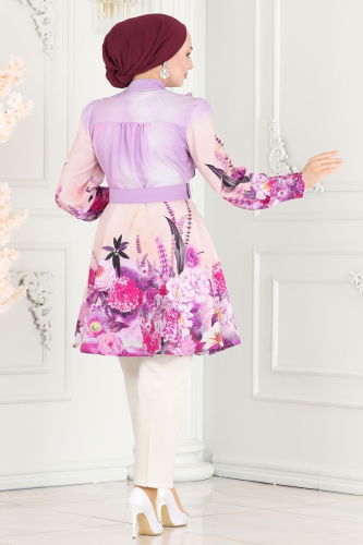 moda selvim Tunic 2415JNF844 Lilac - Thumbnail