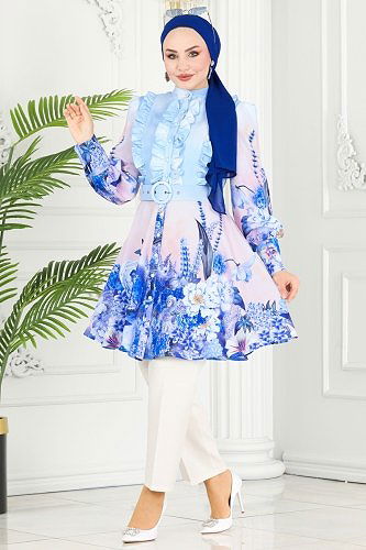 moda selvim Tunic 2415JNF844 Saxe - Thumbnail