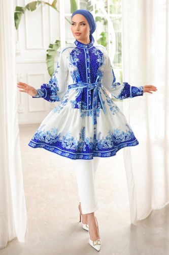 moda selvim Tunic 2416JNF844 Saxe - Thumbnail