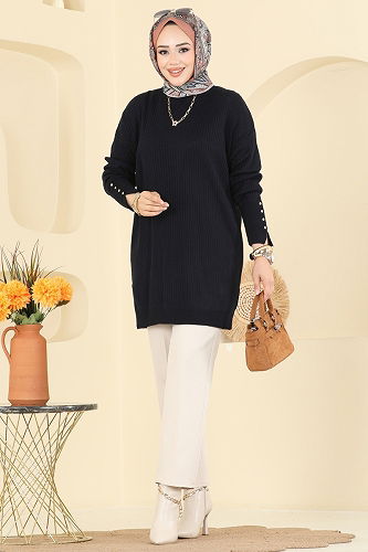 moda selvim Tunic 2425UZ662 Black - Thumbnail