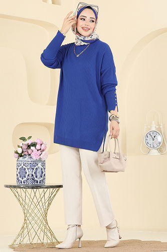 moda selvim Tunic 2425UZ662 Saxe - Thumbnail
