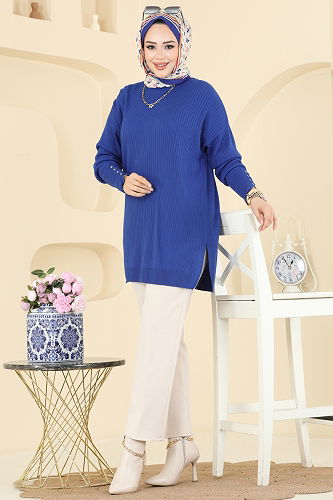 moda selvim بلوز نيلي 2425UZ662 - Thumbnail