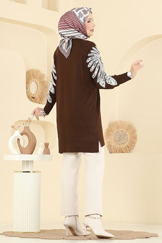 moda selvim بلوز بني 2494UZ662 - Thumbnail