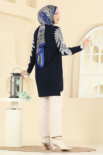 moda selvim Tunic 2494UZ662 Navy Blue - Thumbnail