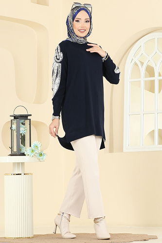 moda selvim بلوز كحلي 2494UZ662 - Thumbnail