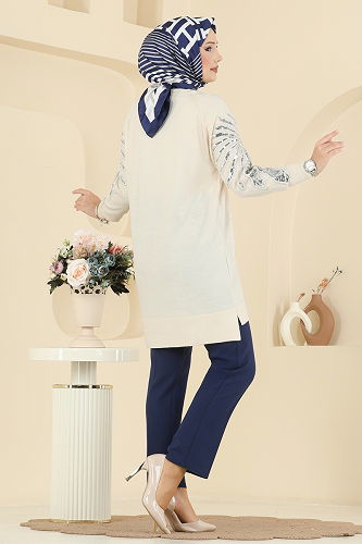 moda selvim Tunic 2494UZ662 Stone - Thumbnail