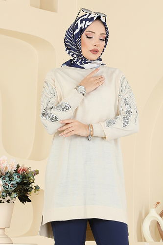 moda selvim بلوز بيج 2494UZ662 - Thumbnail