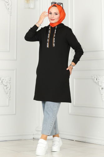 moda selvim Tunic 2496SL432 Black - Thumbnail