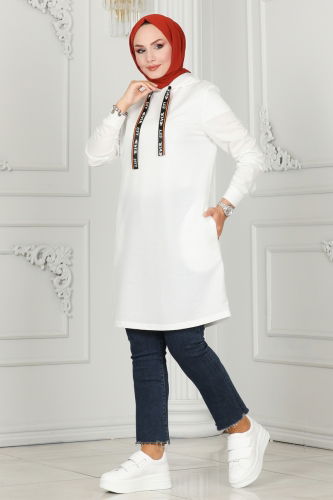 moda selvim Tunic 2496SL432 Ecru - Thumbnail