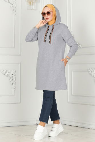 moda selvim Tunic 2496SL432 Gray - Thumbnail