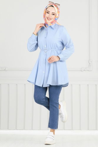 moda selvim بلوز أزرق فاتح 256ASN888 - Thumbnail