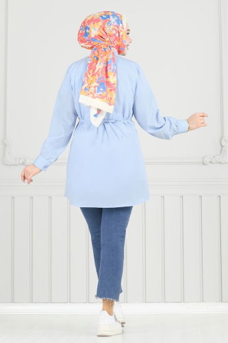 moda selvim بلوز أزرق فاتح 256ASN888 - Thumbnail